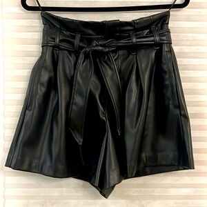 Zara faux leather paper bag shorts